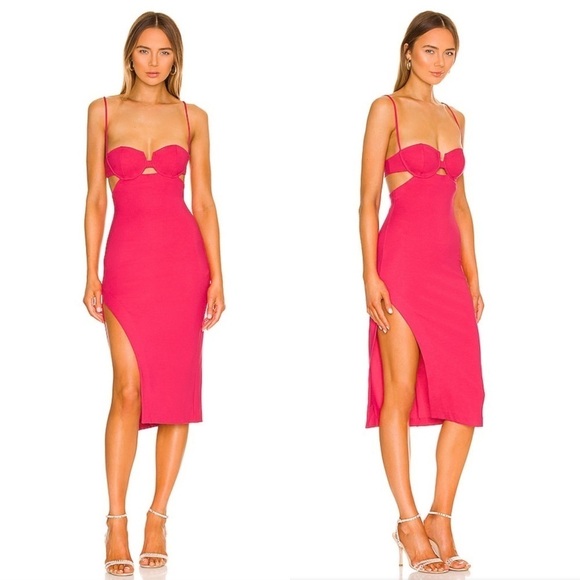 NWT H:OURS 90s Sleeveless Cutout Bra Top Square Neck Side Slit Sheath Dress XS - Picture 1 of 5